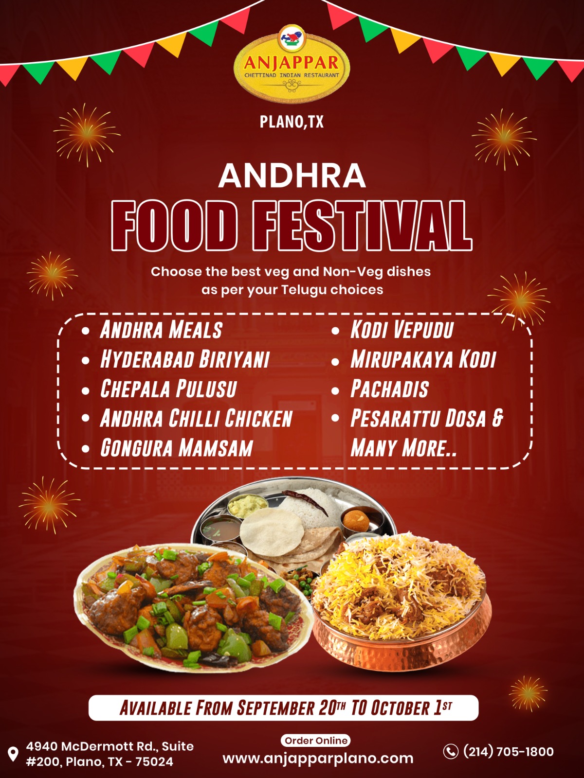 Andhra Food Festival Enjoy authentic Telugu flavors at Anjappar Plano